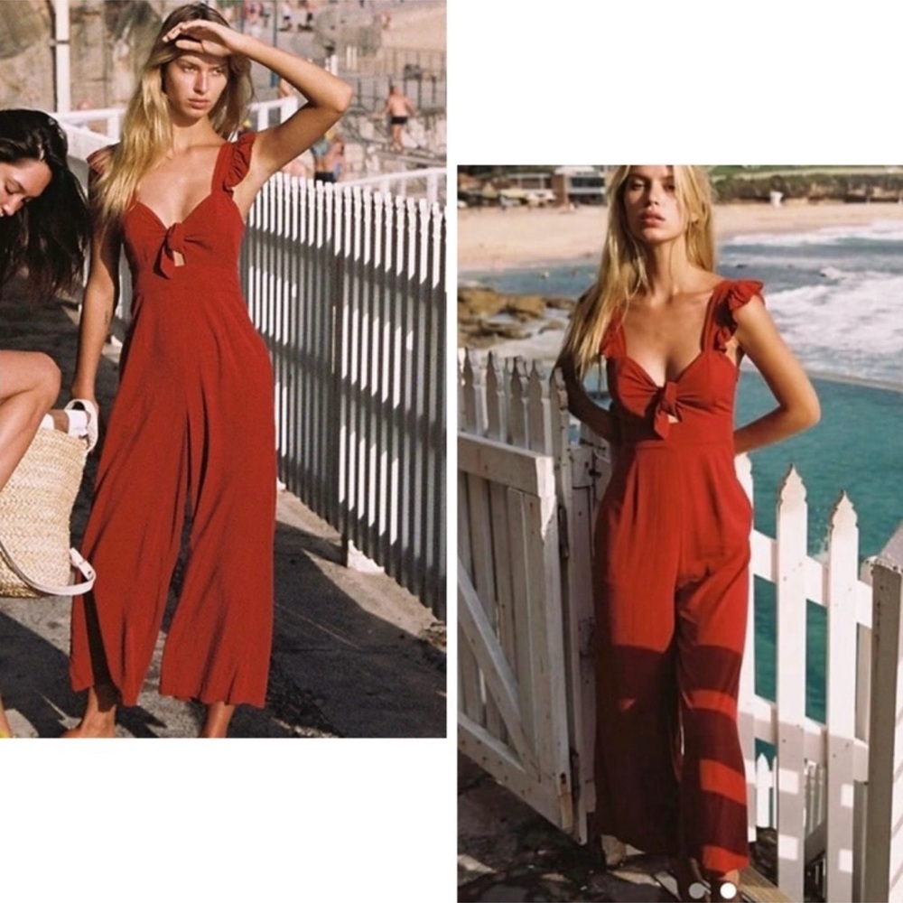 Revolve L*Space Pasadena Pocket Jumpsuit Women’s Size Medium Brick Red